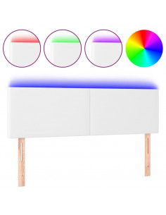 Testiera Bianca a LED 144x5x78/88 cm in Similpelle 2