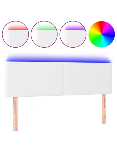 Testiera Bianca a LED 144x5x78/88 cm in Similpelle