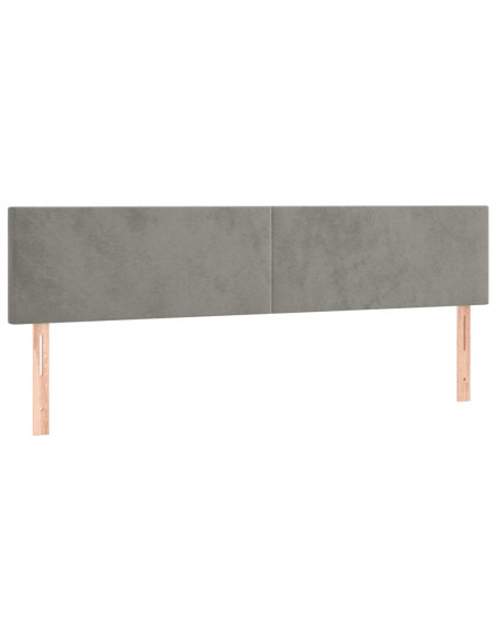 Testiera a LED Grigio Chiaro 160x5x78/88 cm in Velluto