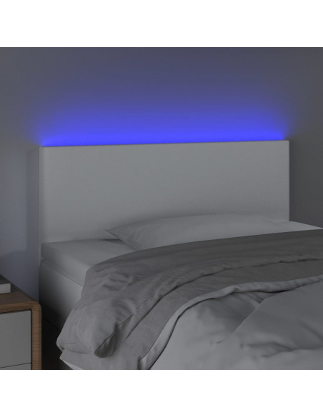 Testiera Bianca a LED 80x5x78/88 cm in Similpelle
