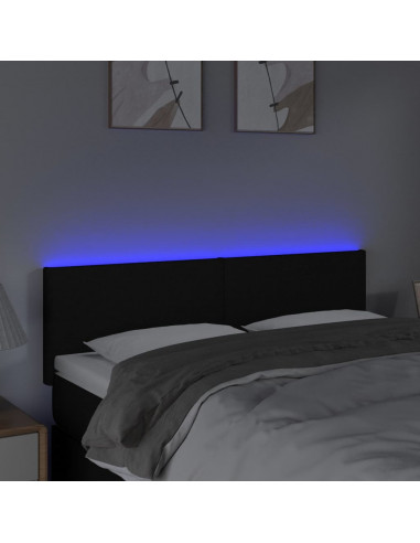 Testiera a LED Nera 144x5x78/88 cm in Tessuto