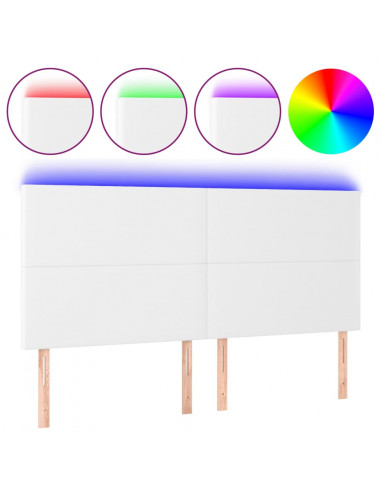 Testiera a LED Bianco 160x5x118/128 cm in Similpelle