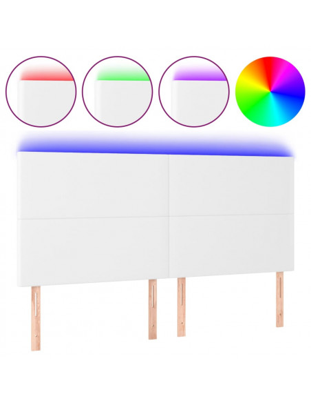 Testiera a LED Bianco 160x5x118/128 cm in Similpelle