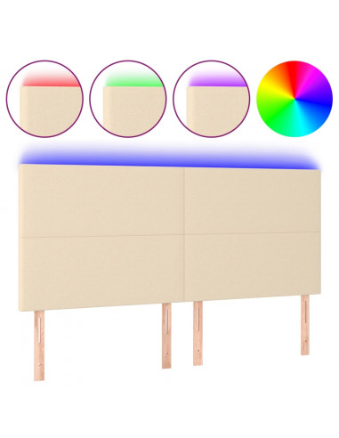 Testiera a LED Crema 160x5x118/128 cm in Tessuto