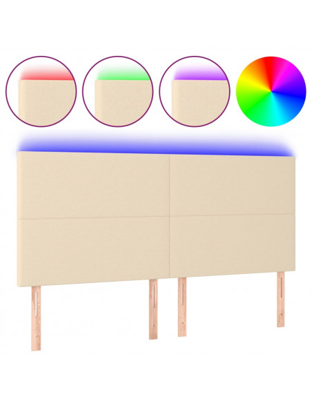 Testiera a LED Crema 160x5x118/128 cm in Tessuto