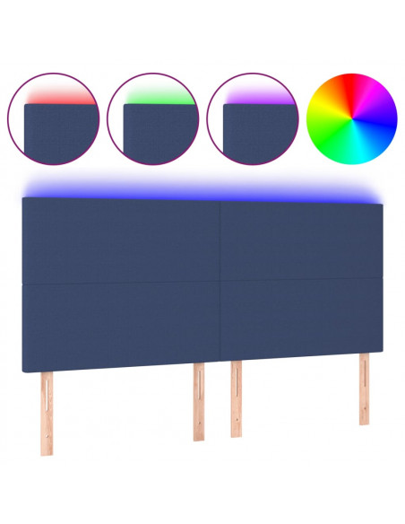 Testiera a LED Blu 160x5x118/128 cm in Tessuto