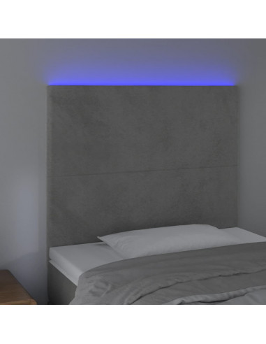 Testiera a LED Grigio Chiaro 80x5x118/128 cm in Velluto