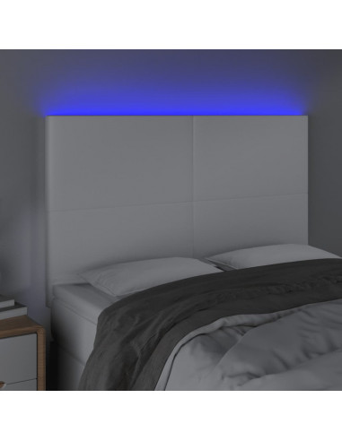 Testiera a LED Bianco 144x5x118/128 cm in Similpelle