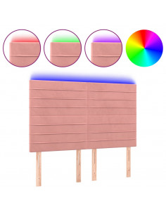 Testiera a LED Rosa 144x5x118/128 cm in Velluto 2