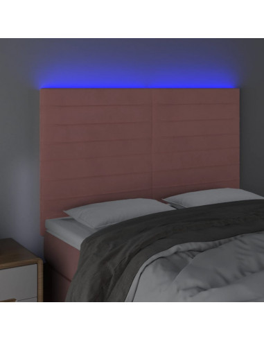 Testiera a LED Rosa 144x5x118/128 cm in Velluto