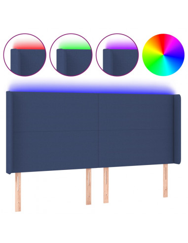 Testiera a LED Blu 163x16x118/128 cm in Tessuto