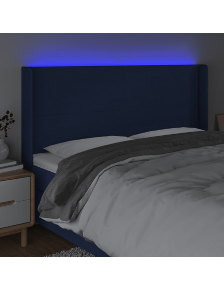 Testiera a LED Blu 163x16x118/128 cm in Tessuto