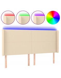 Testiera a LED Crema 163x16x118/128 cm in Tessuto 2