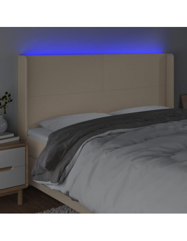 Testiera a LED Crema 163x16x118/128 cm in Tessuto