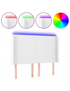 Testiera a LED Bianco 147x16x118/128 cm in Similpelle 2