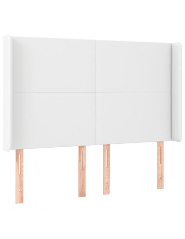 Testiera a LED Bianco 147x16x118/128 cm in Similpelle