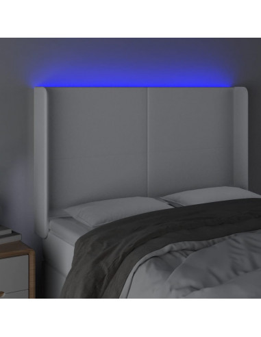 Testiera a LED Bianco 147x16x118/128 cm in Similpelle