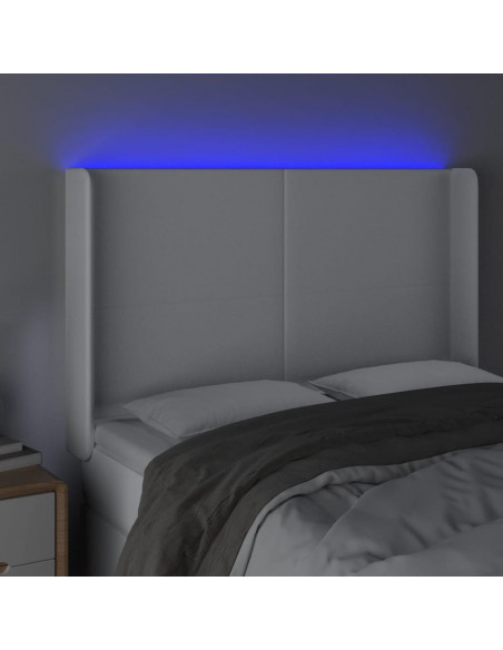 Testiera a LED Bianco 147x16x118/128 cm in Similpelle