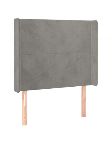 Testiera a LED Grigio Chiaro 83x16x118/128 cm in Velluto