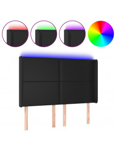 Testiera a LED Nera 147x16x118/128 cm in Similpelle 2