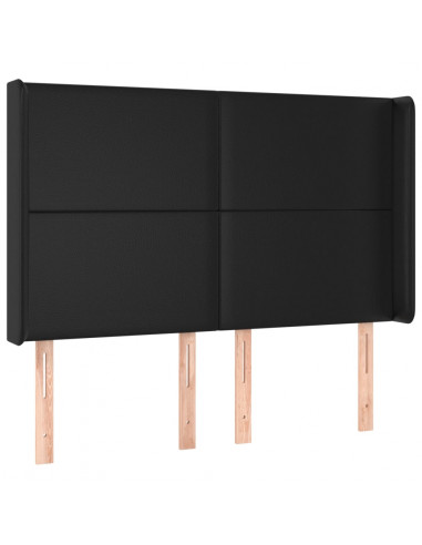 Testiera a LED Nera 147x16x118/128 cm in Similpelle