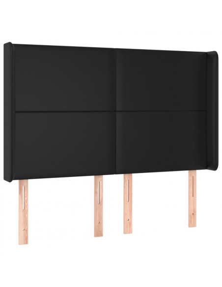 Testiera a LED Nera 147x16x118/128 cm in Similpelle