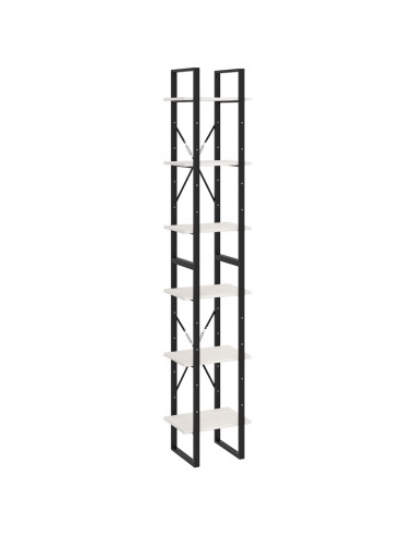 Scaffale Alto Bianco 40x30x210 cm in Legno Massello di Pino