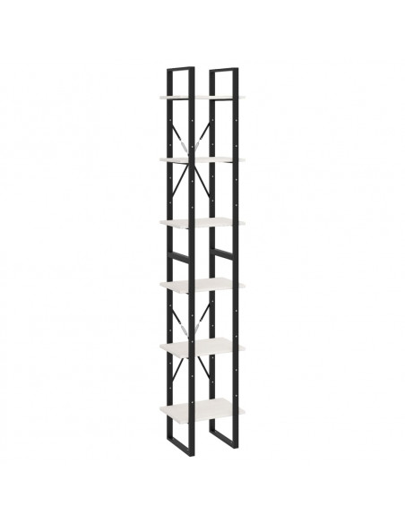 Scaffale Alto Bianco 40x30x210 cm in Legno Massello di Pino
