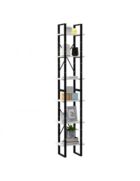 Scaffale Alto Bianco 40x30x210 cm in Legno Massello di Pino