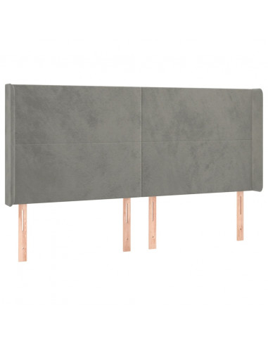 Testiera a LED Grigio Chiaro 163x16x118/128 cm in Velluto