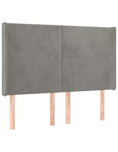 Testiera a LED Grigio Chiaro 147x16x118/128 cm in Velluto