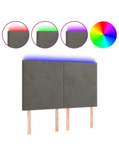 Testiera a LED Grigio Scuro 144x5x118/128cm in Velluto 2