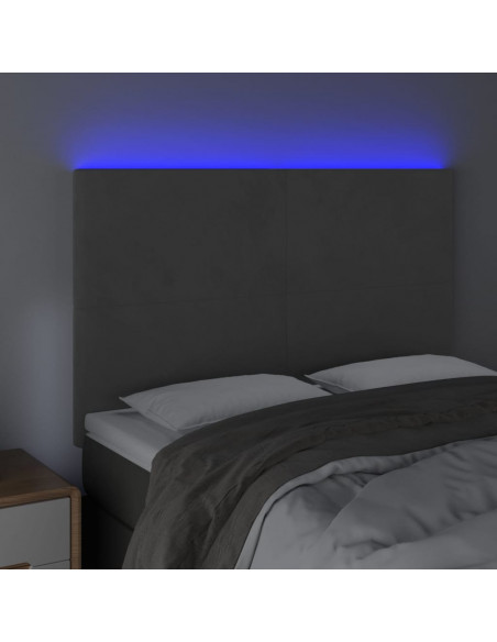 Testiera a LED Grigio Scuro 144x5x118/128cm in Velluto