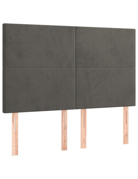 Testiera a LED Grigio Scuro 144x5x118/128cm in Velluto