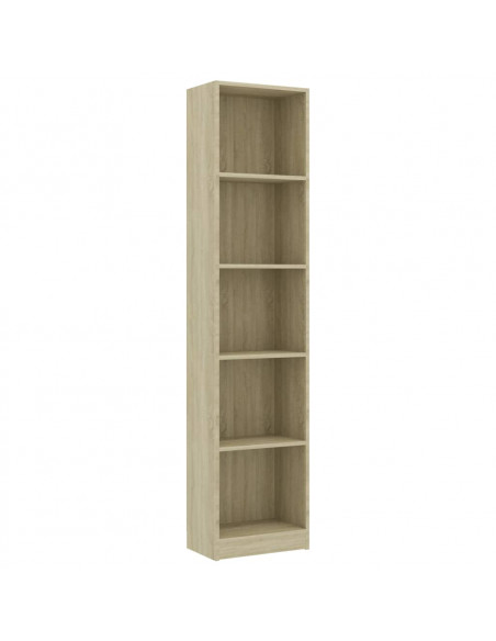 Libreria 5 Ripiani Rovere Sonoma 40x24x175 cm Legno Multistrato