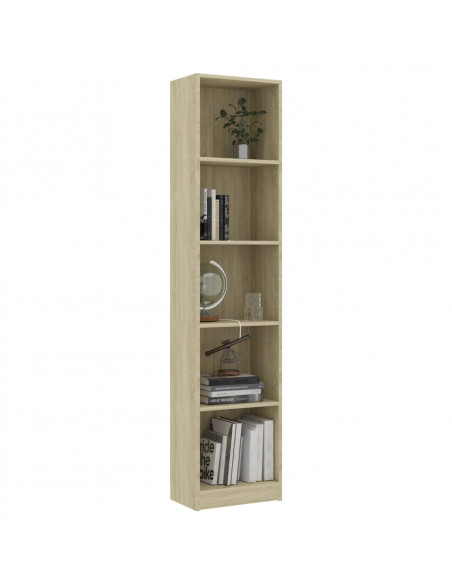 Libreria 5 Ripiani Rovere Sonoma 40x24x175 cm Legno Multistrato