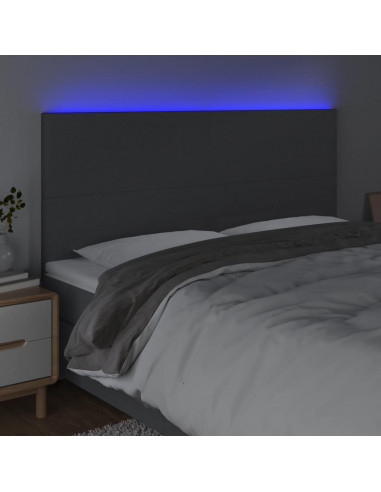Testiera a LED GrigioScuro 160x5x118/128cm inTessuto