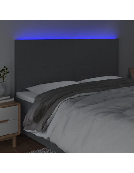 Testiera a LED GrigioScuro 160x5x118/128cm inTessuto