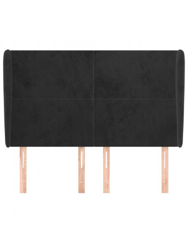 Testiera ad Orecchio Nera 147 x 23 x 118/128 cm in Velluto