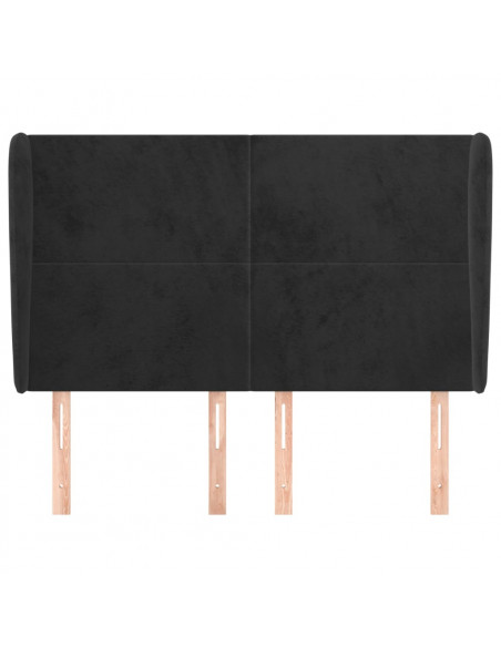 Testiera ad Orecchio Nera 147 x 23 x 118/128 cm in Velluto
