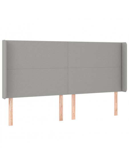 Testiera ad Orecchio Grigio Chiaro 163x16x118/128 cm in Tessuto