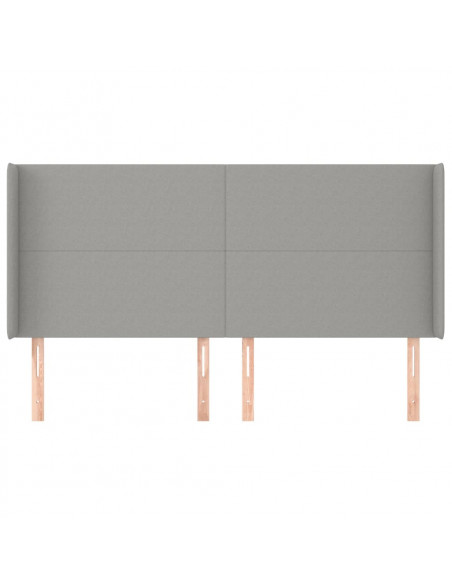 Testiera ad Orecchio Grigio Chiaro 163x16x118/128 cm in Tessuto