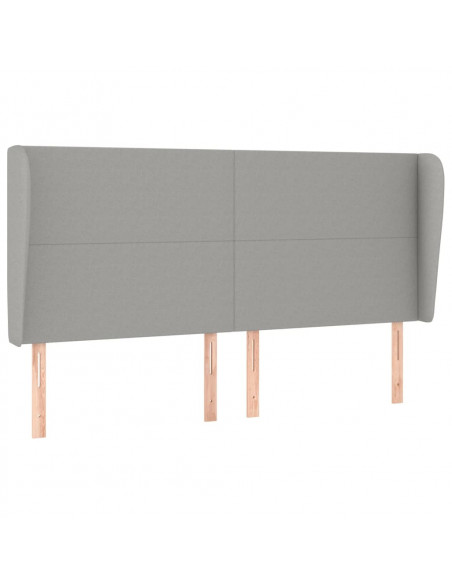 Testiera ad Orecchio Grigio Chiaro 163x23x118/128 cm in Tessuto