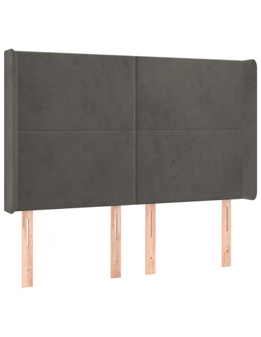 Testiera ad Orecchio GrigioScuro 147x16x118/128cm in Velluto
