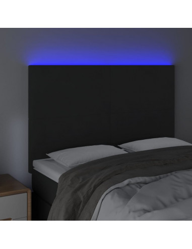 Testiera a LED Nera 144x5x118/128 cm in Velluto