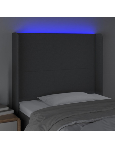 Testiera a LED Grigio Scuro 83x16x118/128 cm in Tessuto