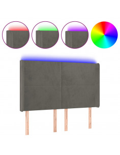 Testiera a LED Grigio Scuro 147x16x118/128cm in Velluto 2