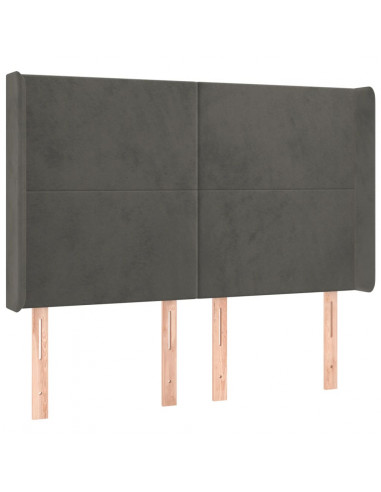 Testiera a LED Grigio Scuro 147x16x118/128cm in Velluto