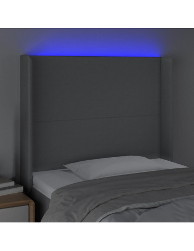 Testiera a LED Grigio Chiaro 83x16x118/128 cm in Tessuto