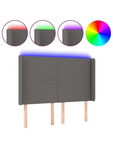 Testiera a LED Grigio 147x16x118/128cm in Similpelle